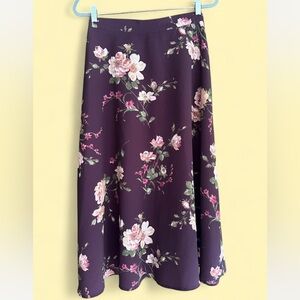 Floral Vintage Plum Purple Women's Maxi Skirt